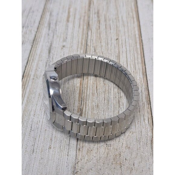 Used Timex Indiglo Silver Tone Expansion Mens Watch 36mm Blue/Silver Cracked - Picture 3 of 7